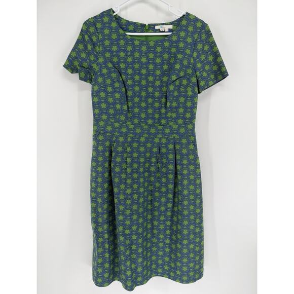 Boden Dresses & Skirts - BODEN SIERRA Floral Print Dress Cotton Green & Blue Textured Pockets Womens 6R